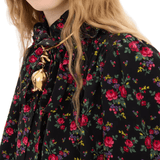 Chloe H170 Tie-Front Ruffled Blouse in Crêpe de Chine - Vermillion