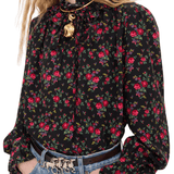 Chloe H170 Tie-Front Ruffled Blouse in Crêpe de Chine - Vermillion