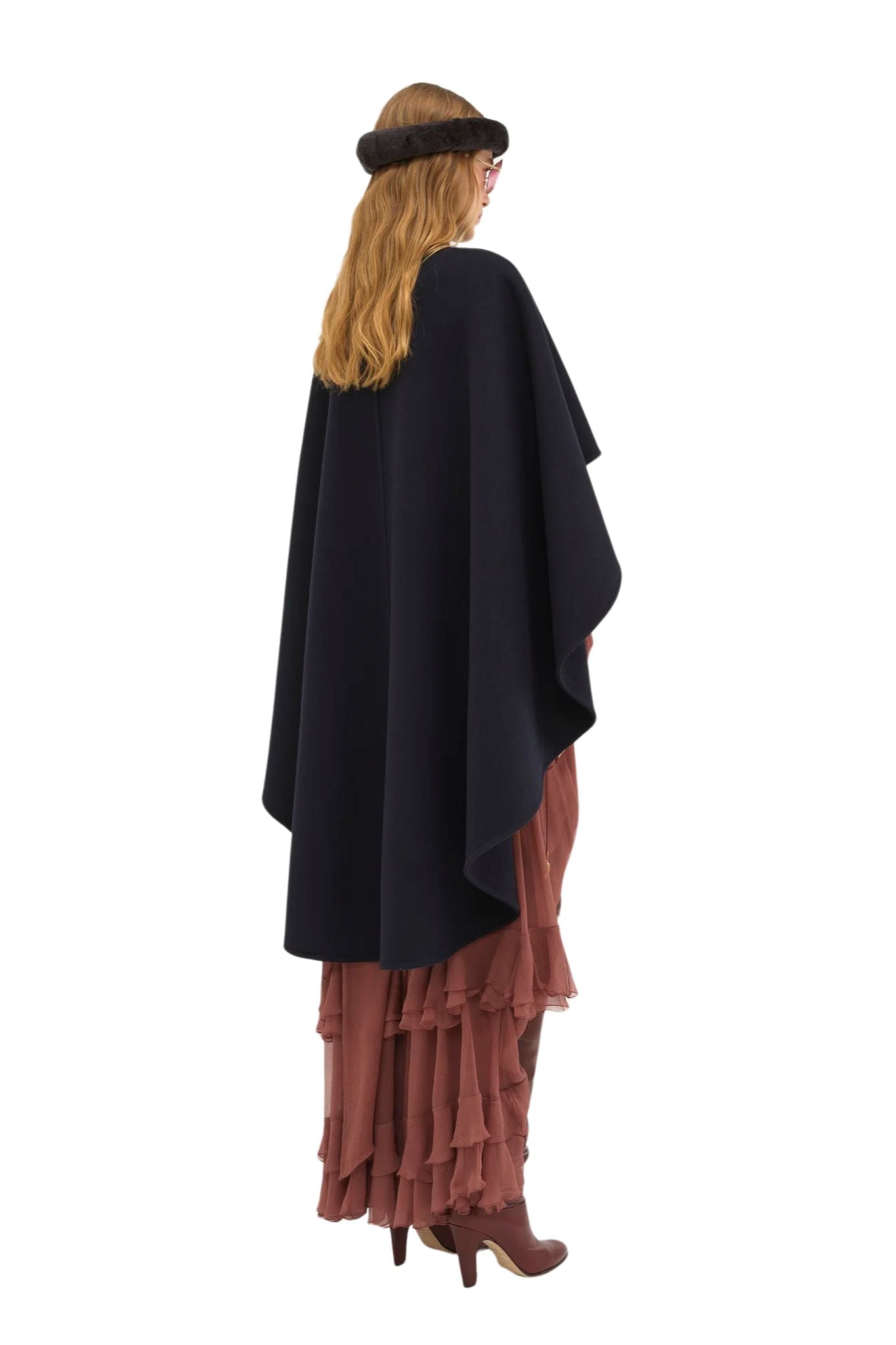 Chloe High Low Cape - Vermillion