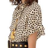 Chloe HT33 Short - sleeve Ruffle Top In Crêpe De Chine - Vermillion