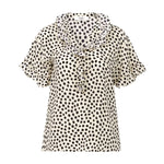 Chloe HT33 Short - sleeve Ruffle Top In Crêpe De Chine - Vermillion