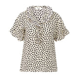 Chloe HT33 Short - sleeve Ruffle Top In Crêpe De Chine - Vermillion