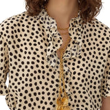 Chloe HT33 Short - sleeve Ruffle Top In Crêpe De Chine - Vermillion