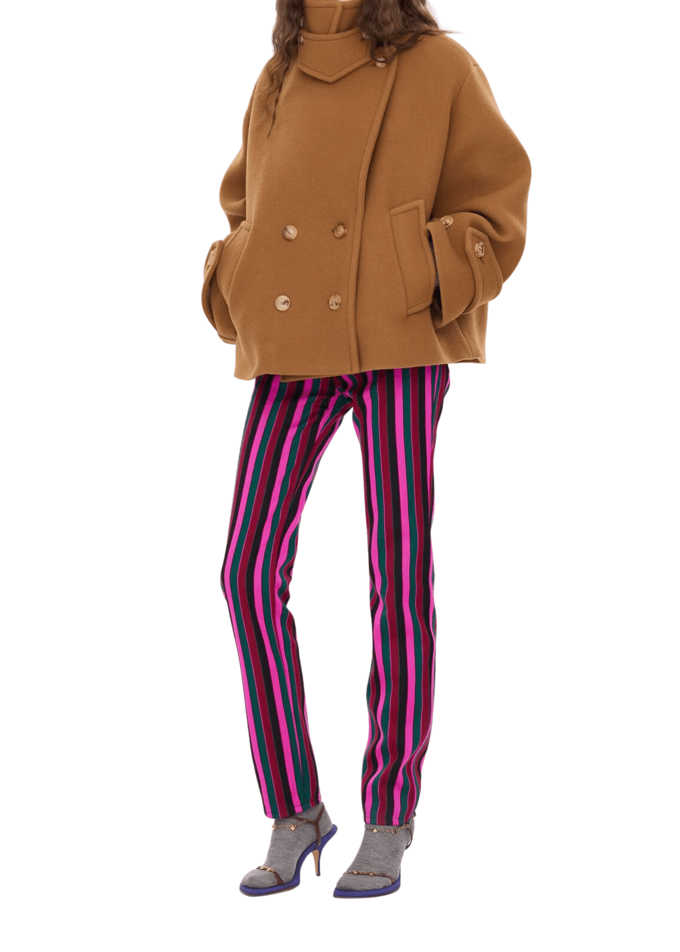 Chloe Jacket MA96 Oversized Short Coat in Wool - Vermillion