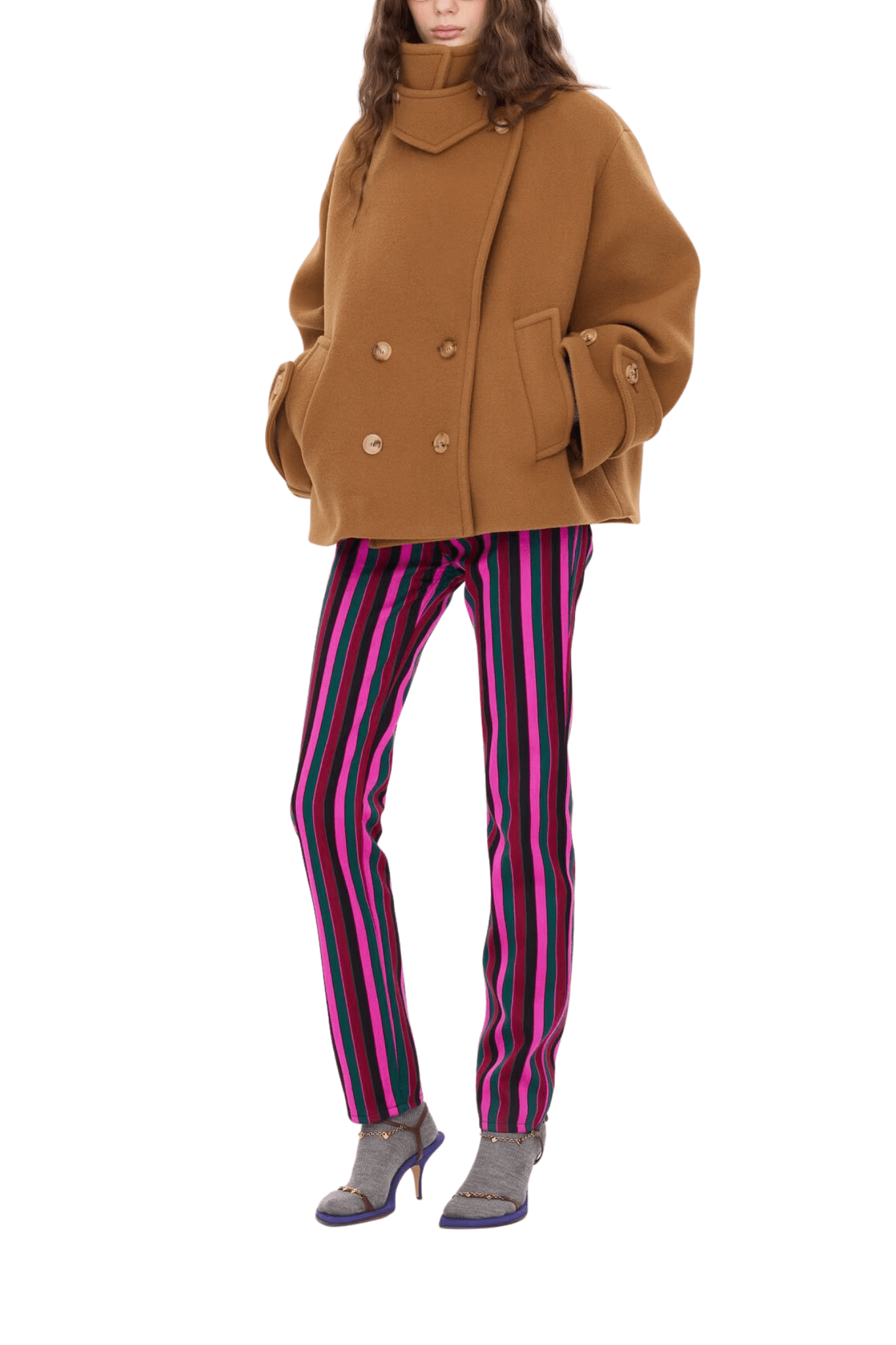 Chloe Jacket MA96 Oversized Short Coat in Wool - Vermillion