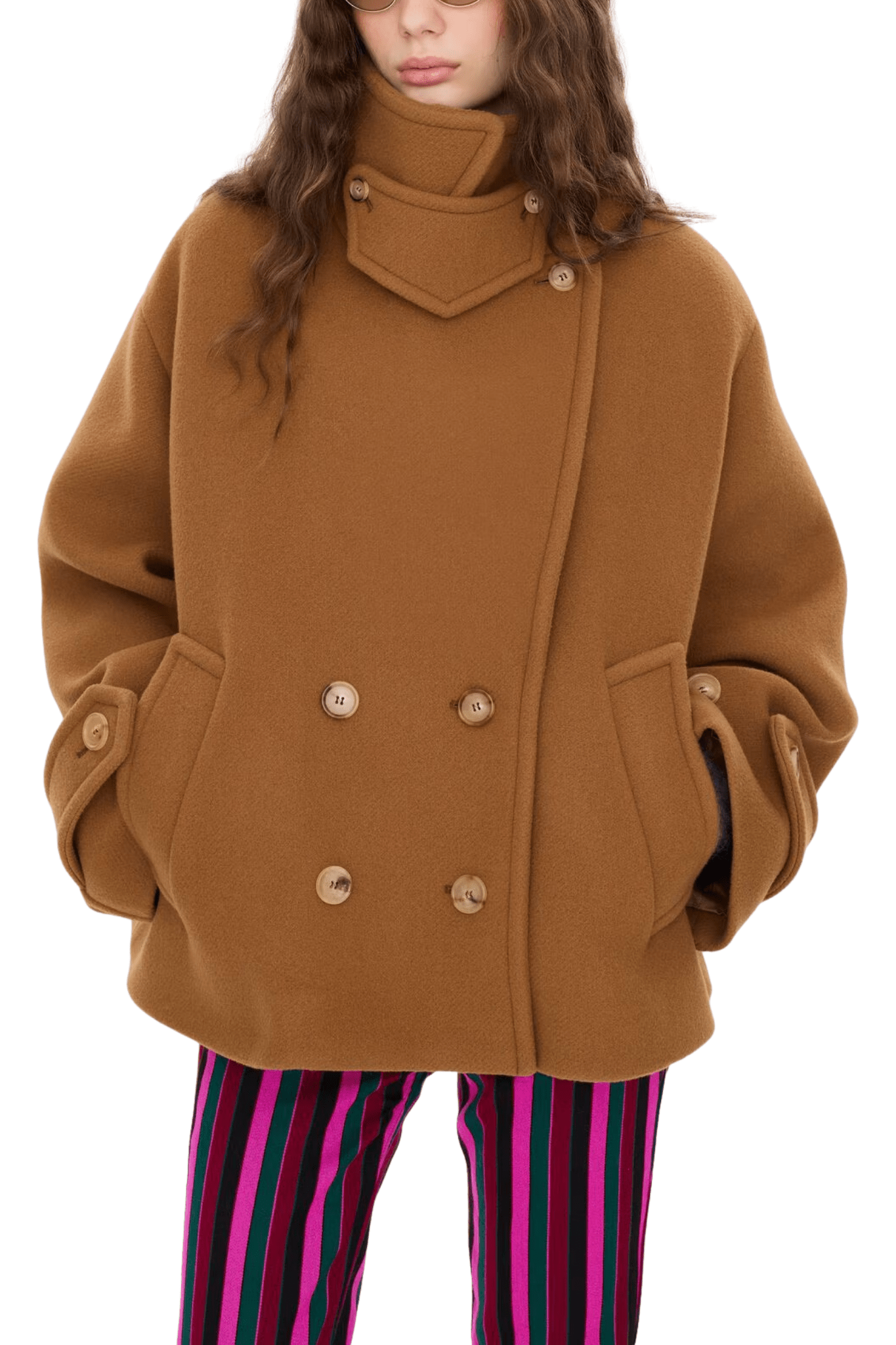 Chloe Jacket MA96 Oversized Short Coat in Wool - Vermillion