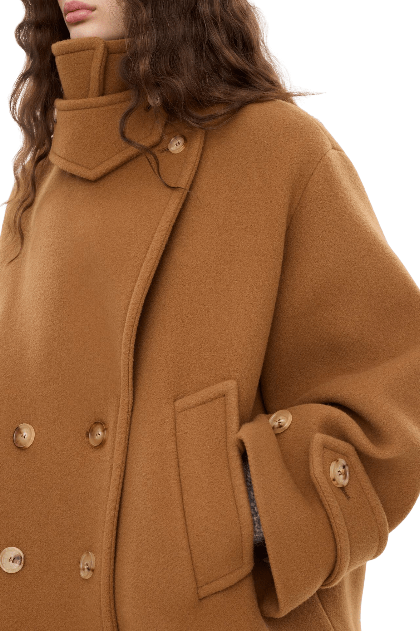 Chloe Jacket MA96 Oversized Short Coat in Wool - Vermillion