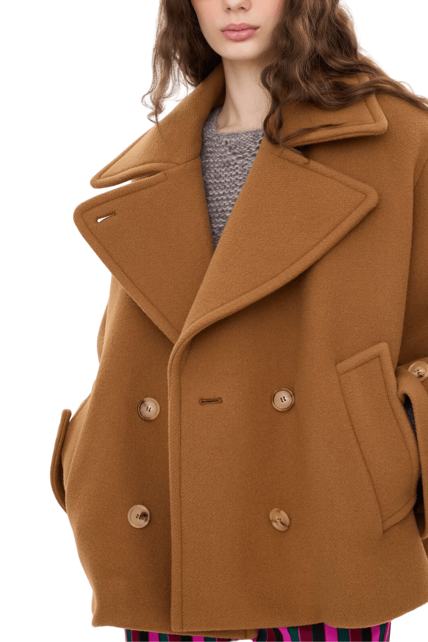 Chloe Jacket MA96 Oversized Short Coat in Wool - Vermillion