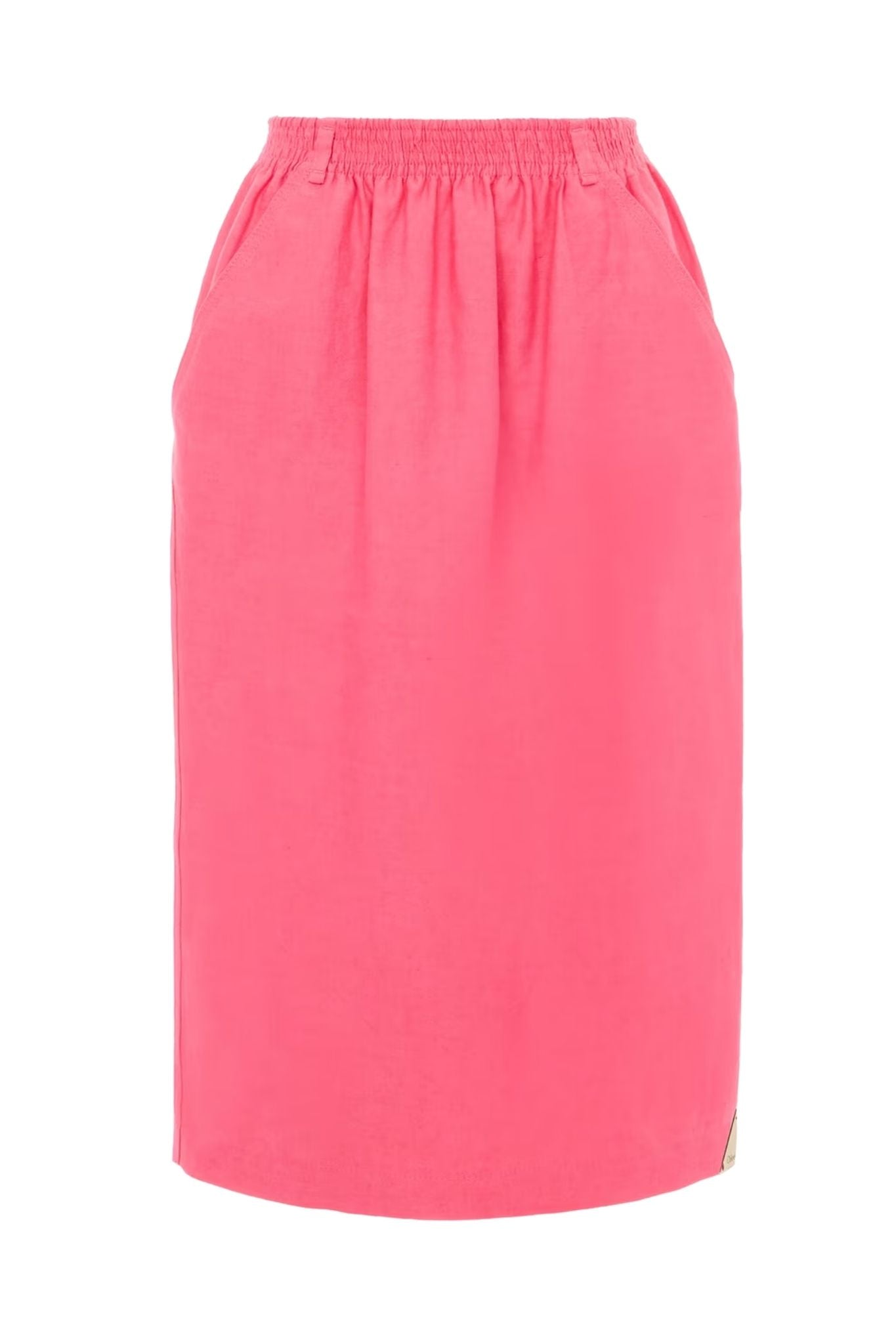 Chloe JU26 Midi Pencil Skirt In Cotton - Mix Gabardine - Vermillion