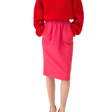 Chloe JU26 Midi Pencil Skirt In Cotton - Mix Gabardine - Vermillion