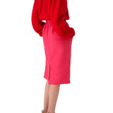 Chloe JU26 Midi Pencil Skirt In Cotton - Mix Gabardine - Vermillion