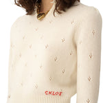 Chloé Logo Jumper in a Wool & Cashmere Knit - Vermillion