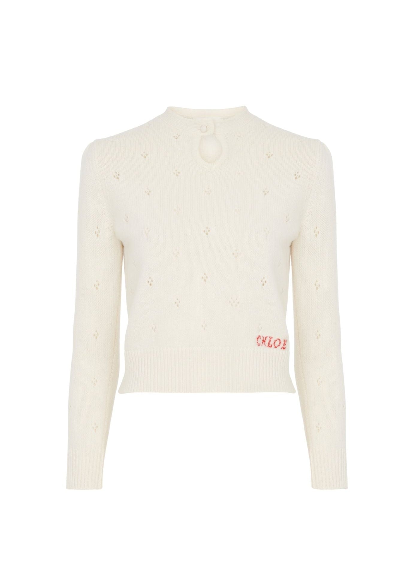 Chloé Logo Jumper in a Wool & Cashmere Knit - Vermillion