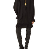 Chloe Long - sleeve Mini Dress in Crêpe De Chine - Vermillion