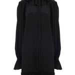 Chloe Long - sleeve Mini Dress in Crêpe De Chine - Vermillion