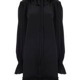 Chloe Long - sleeve Mini Dress in Crêpe De Chine - Vermillion