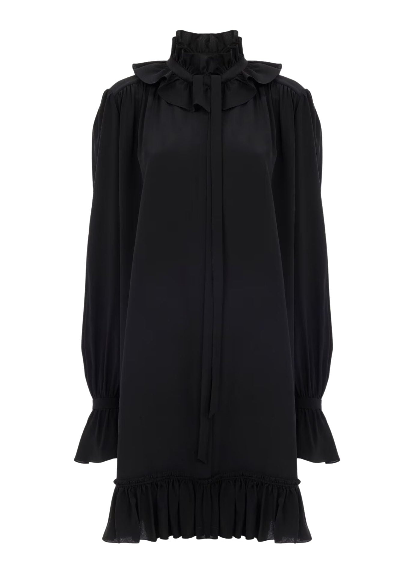 Chloe Long - sleeve Mini Dress in Crêpe De Chine - Vermillion