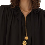 Chloe Long - sleeve Mini Dress in Crêpe De Chine - Vermillion