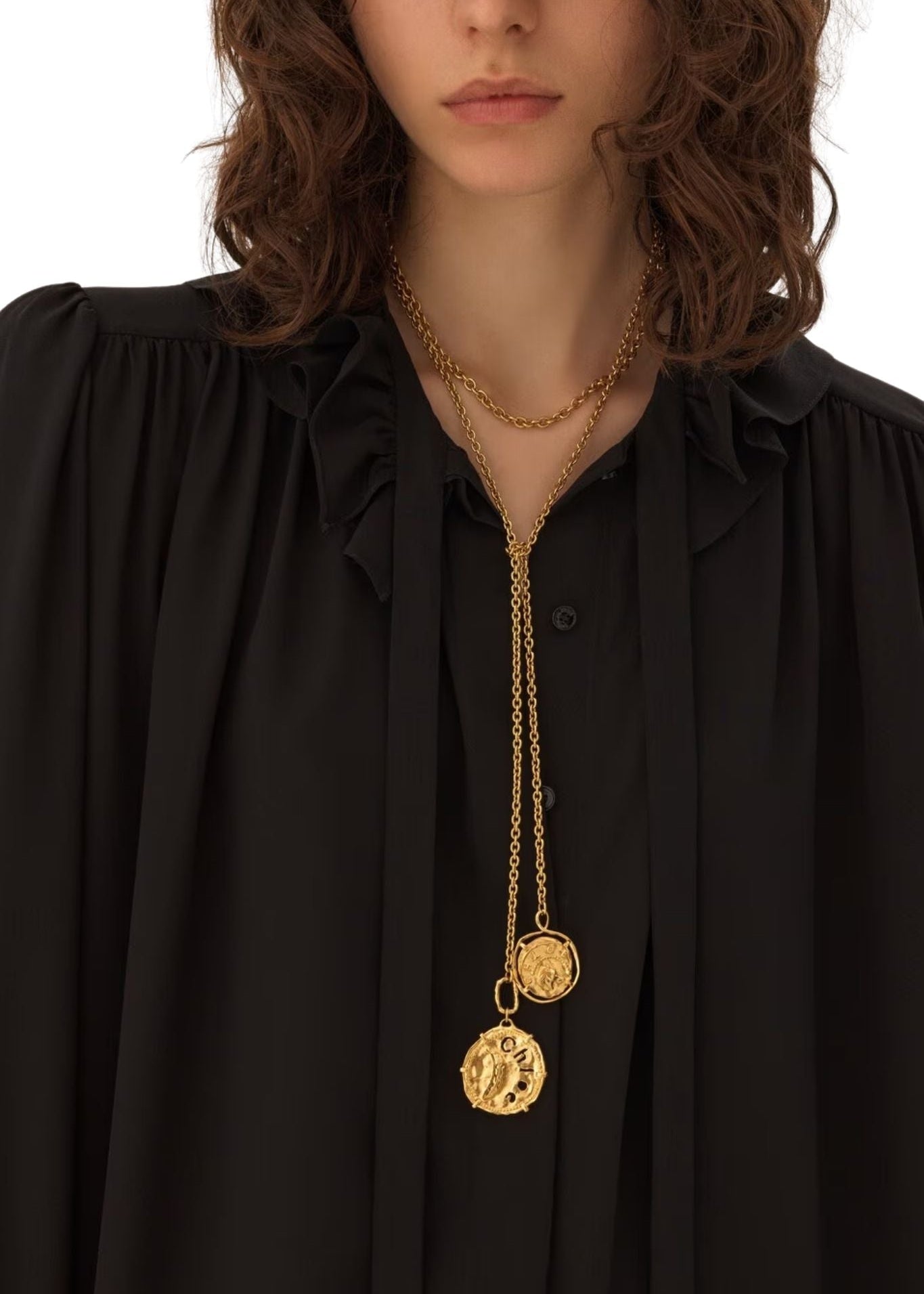 Chloe Long - sleeve Mini Dress in Crêpe De Chine - Vermillion