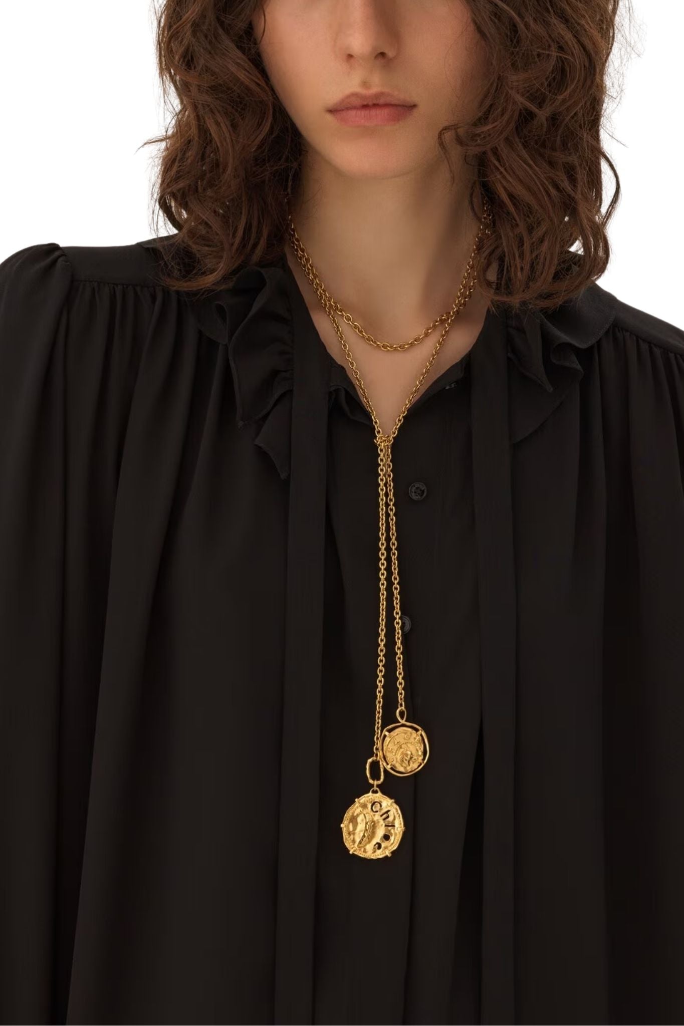 Chloe Long - sleeve Mini Dress in Crêpe De Chine - Vermillion