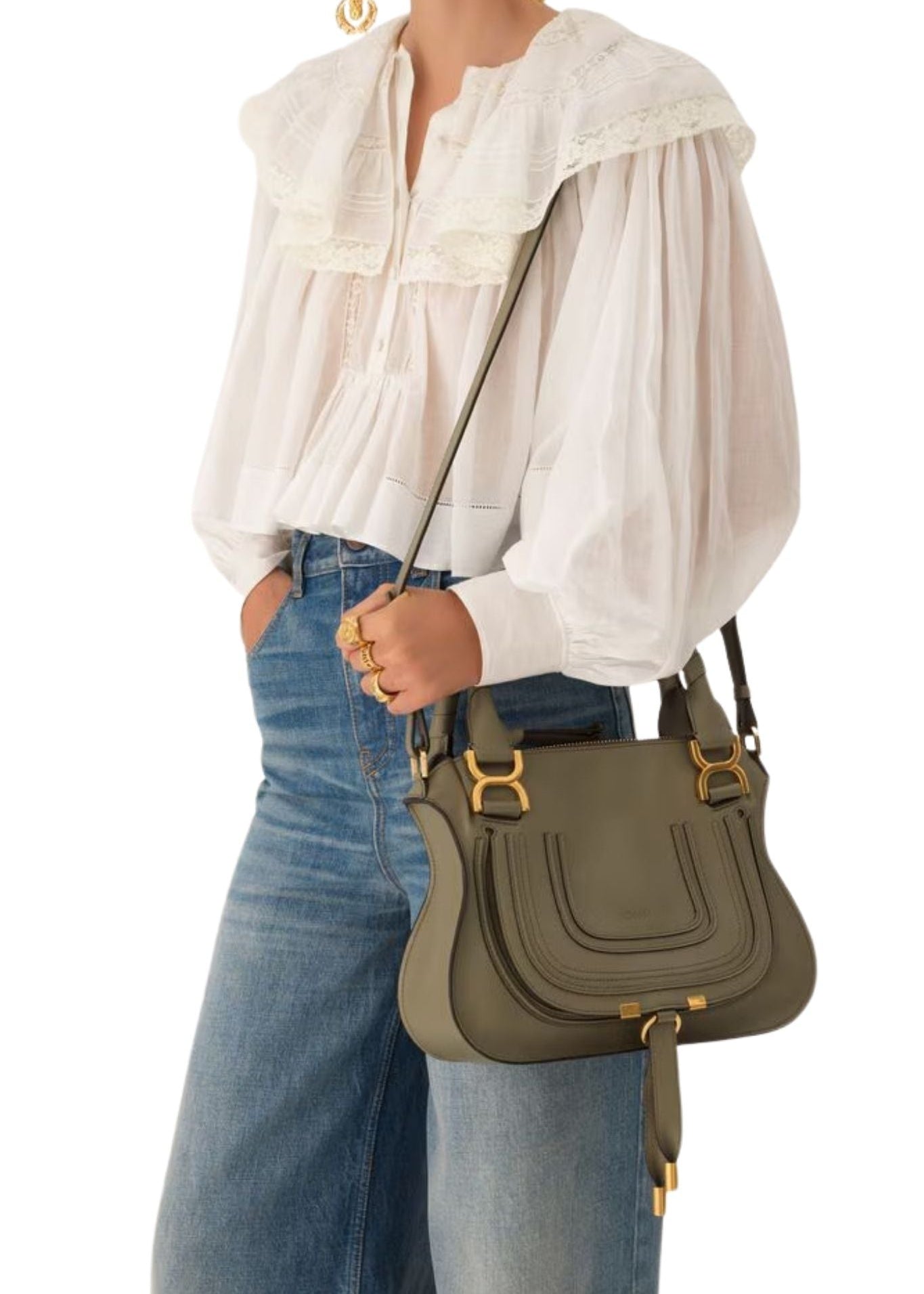 Chloe Marcie Bag in Grained Leather - Vermillion