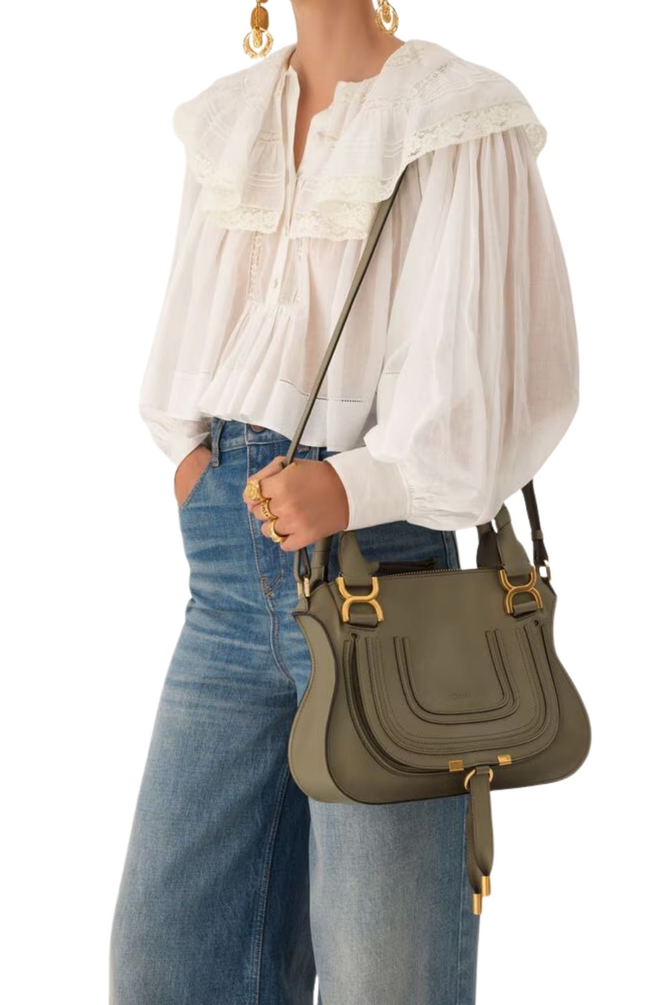 Chloe Marcie Bag in Grained Leather - Vermillion