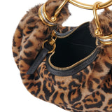Chloe Mini Bracelet Hobo Bag in Leopard - Print Shearling - Vermillion