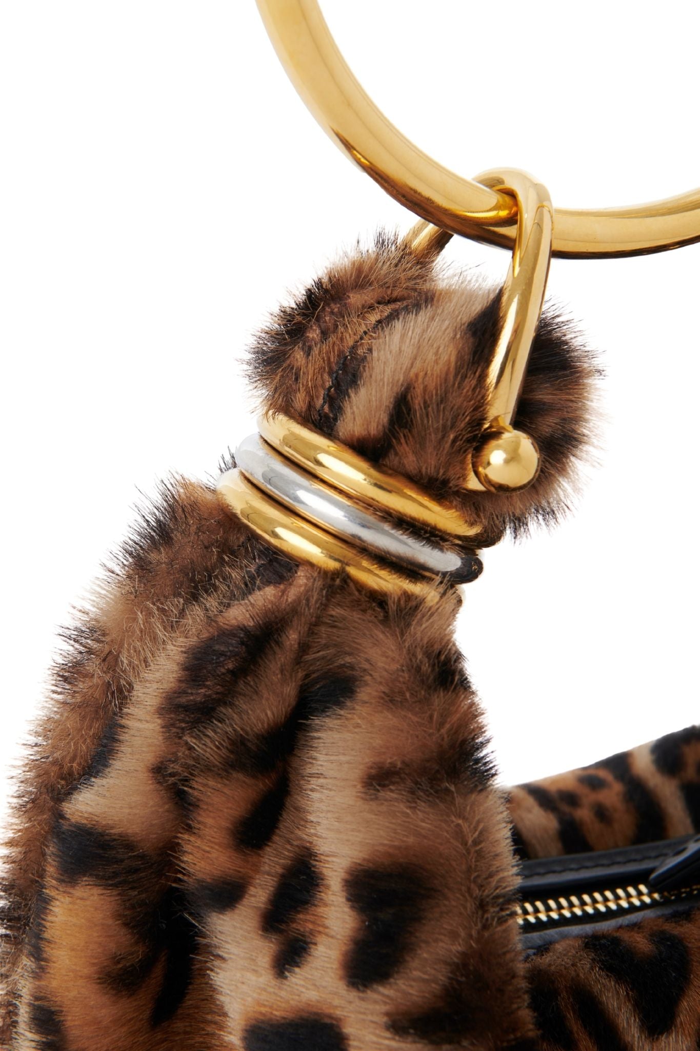 Chloe Mini Bracelet Hobo Bag in Leopard - Print Shearling - Vermillion