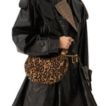 Chloe Mini Bracelet Hobo Bag in Leopard - Print Shearling - Vermillion