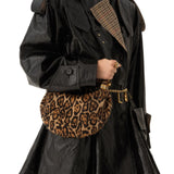 Chloe Mini Bracelet Hobo Bag in Leopard - Print Shearling - Vermillion