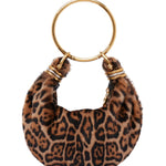 Chloe Mini Bracelet Hobo Bag in Leopard - Print Shearling - Vermillion