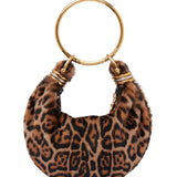 Chloe Mini Bracelet Hobo Bag in Leopard - Print Shearling - Vermillion