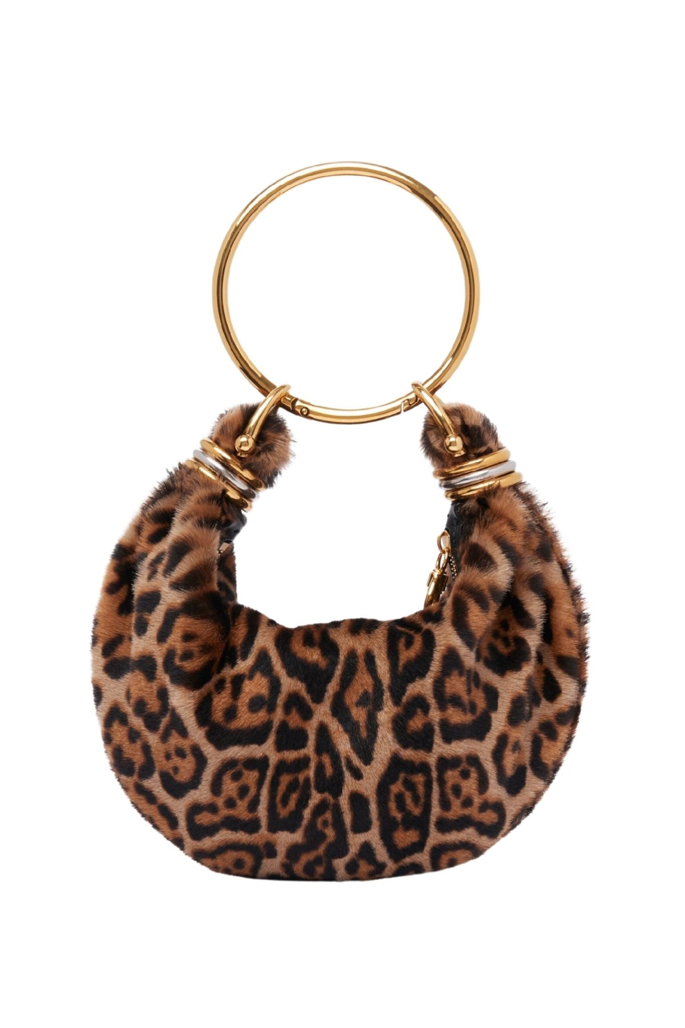Chloe Mini Bracelet Hobo Bag in Leopard - Print Shearling - Vermillion