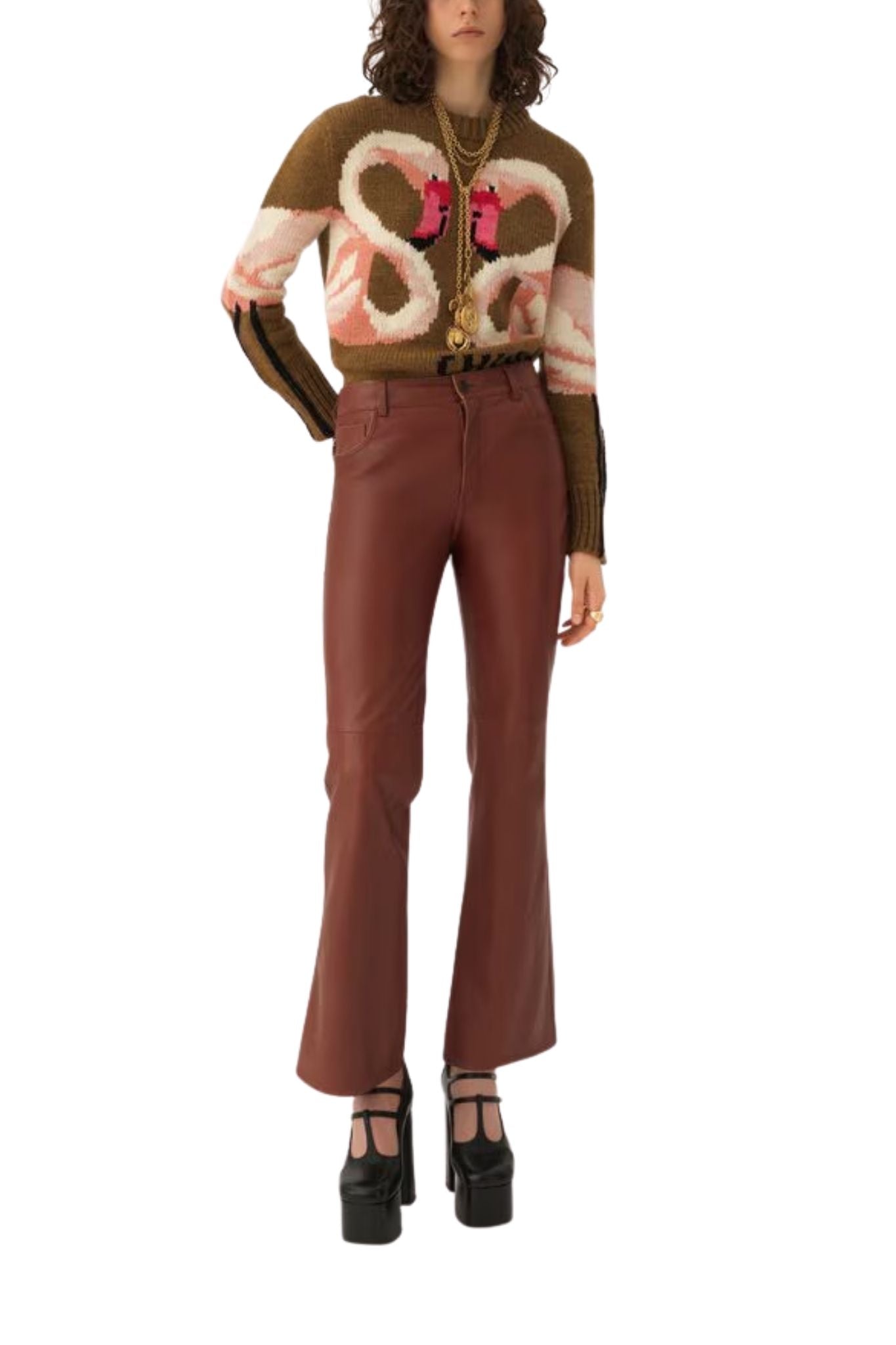 Chloe MP32 Crew - neck Logo Sweater in a Wool Knit - Vermillion