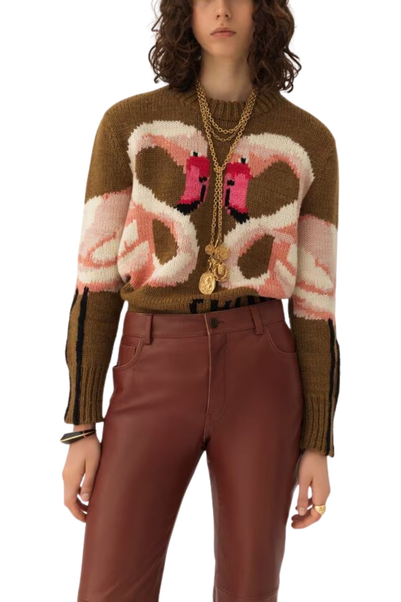 Chloe MP32 Crew - neck Logo Sweater in a Wool Knit - Vermillion