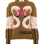 Chloe MP32 Crew - neck Logo Sweater in a Wool Knit - Vermillion