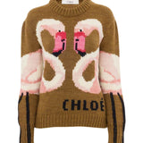 Chloe MP32 Crew - neck Logo Sweater in a Wool Knit - Vermillion