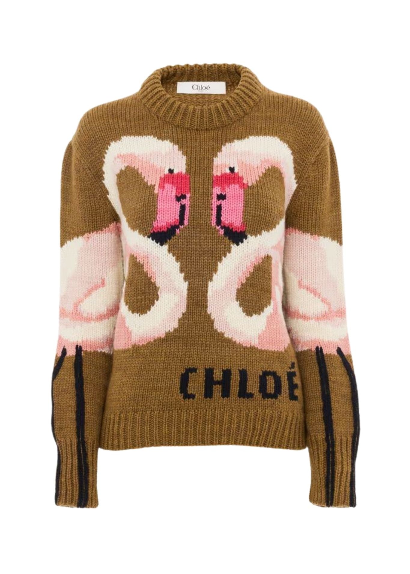 Chloe MP32 Crew - neck Logo Sweater in a Wool Knit - Vermillion