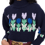 Chloe MP41 Cropped Mock-Neck Logo Sweater in a Wool Knit - Vermillion