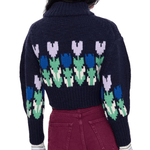 Chloe MP41 Cropped Mock-Neck Logo Sweater in a Wool Knit - Vermillion