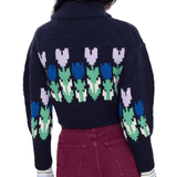Chloe MP41 Cropped Mock-Neck Logo Sweater in a Wool Knit - Vermillion