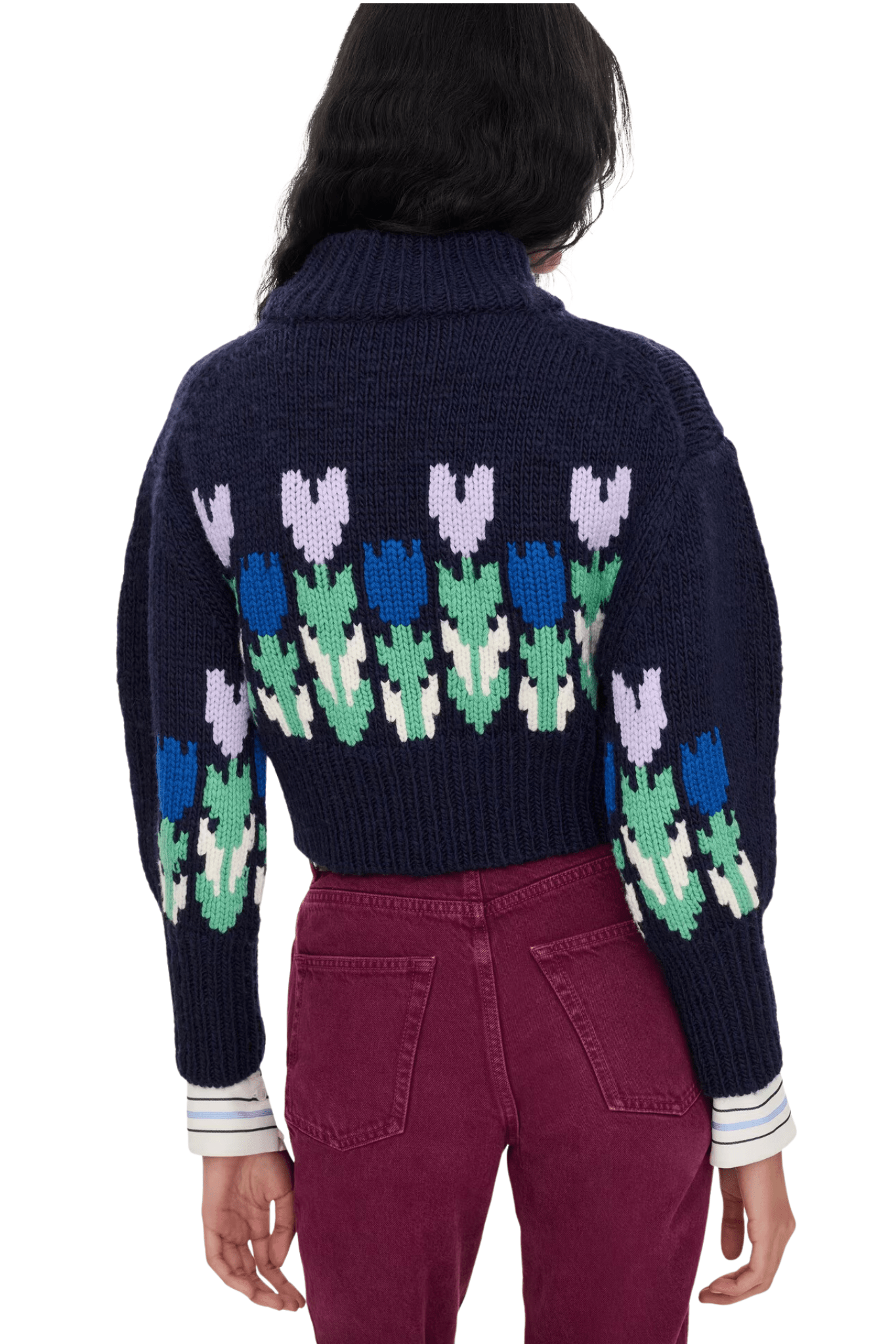 Chloe MP41 Cropped Mock-Neck Logo Sweater in a Wool Knit - Vermillion