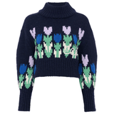 Chloe MP41 Cropped Mock-Neck Logo Sweater in a Wool Knit - Vermillion