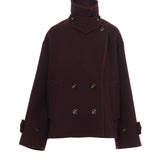 Chloe Oversized Short Coat in Wool - Vermillion