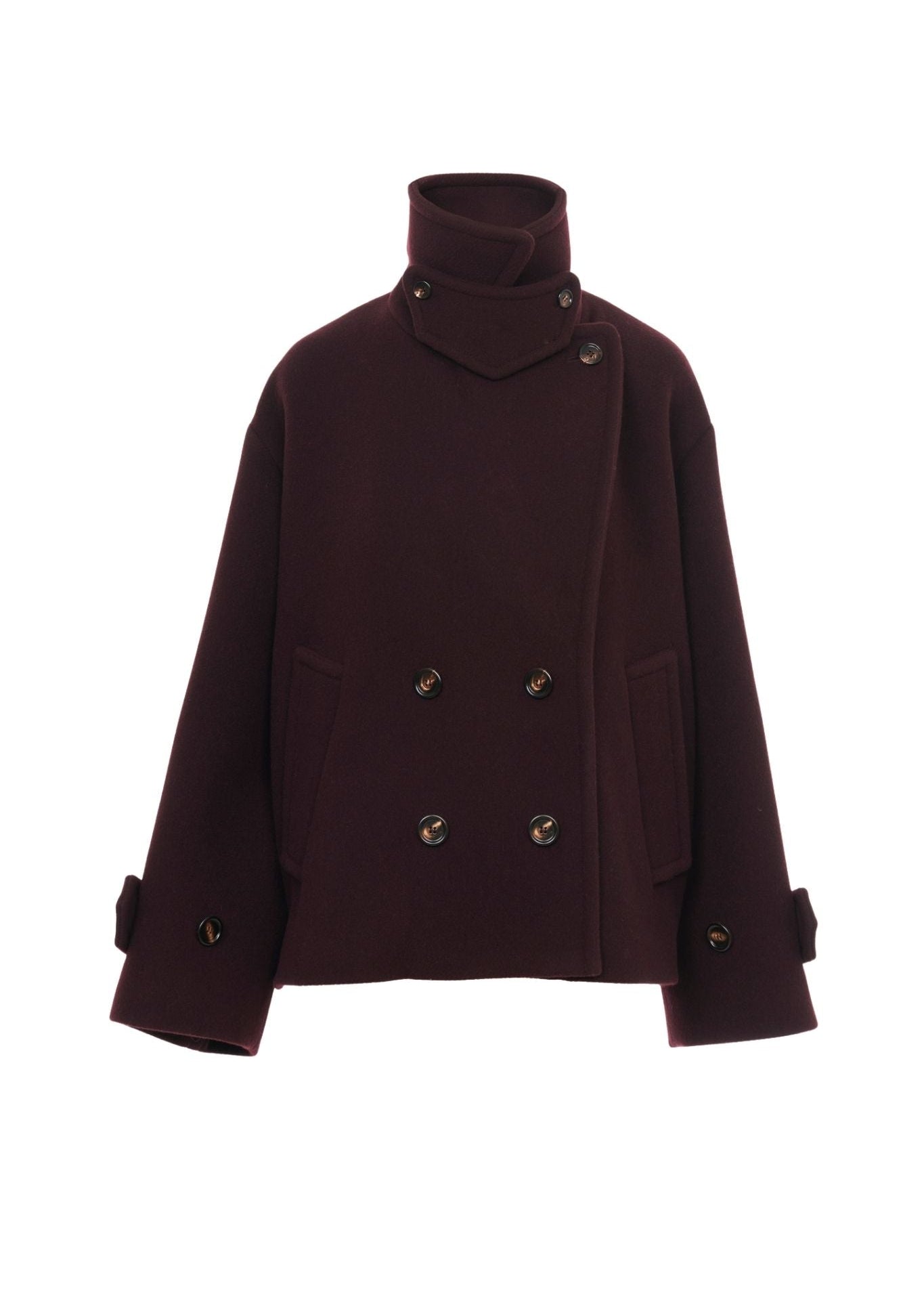 Chloe Oversized Short Coat in Wool - Vermillion