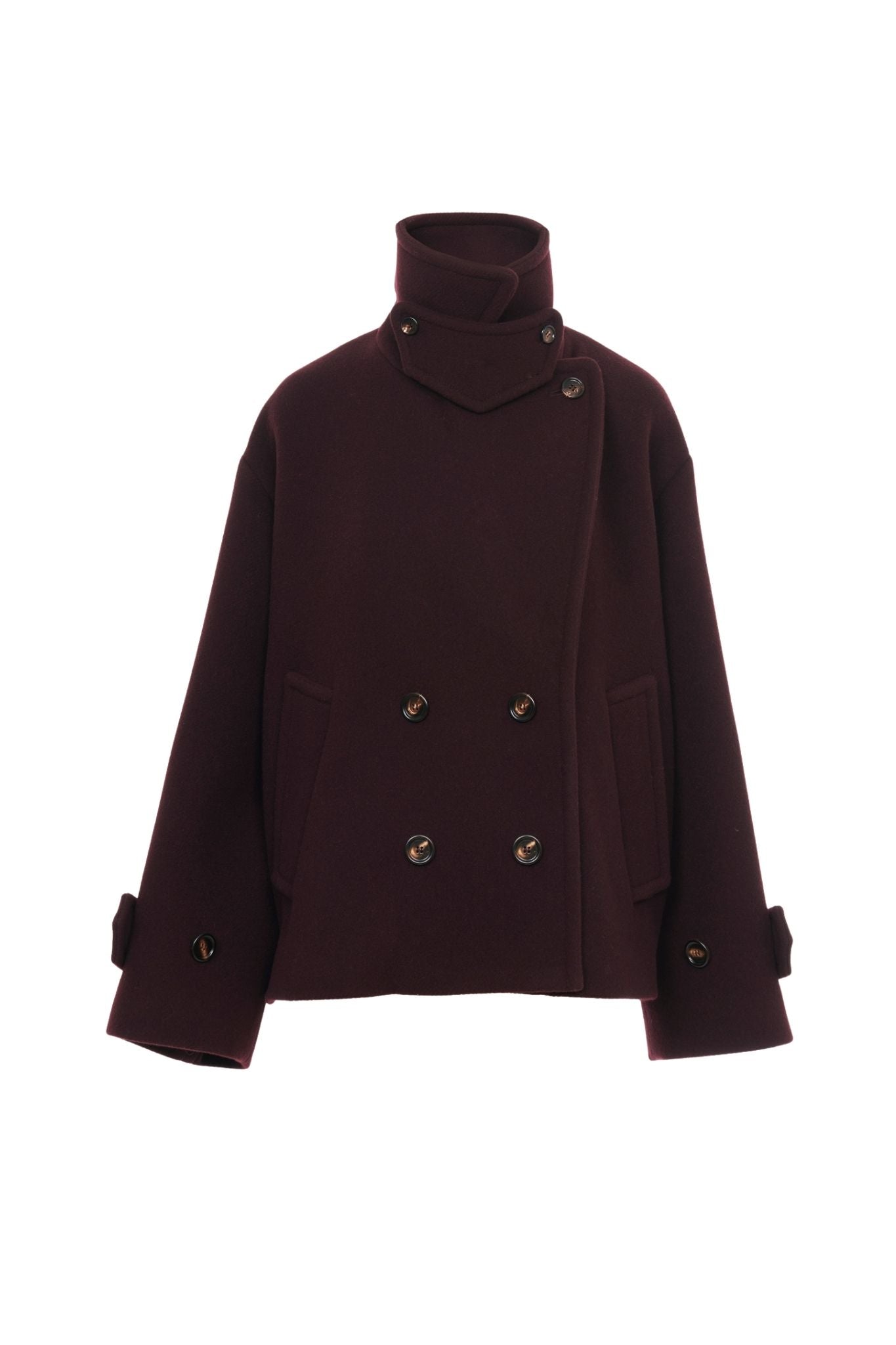 Chloe Oversized Short Coat in Wool - Vermillion