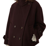 Chloe Oversized Short Coat in Wool - Vermillion