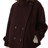 Chloe Oversized Short Coat in Wool - Vermillion