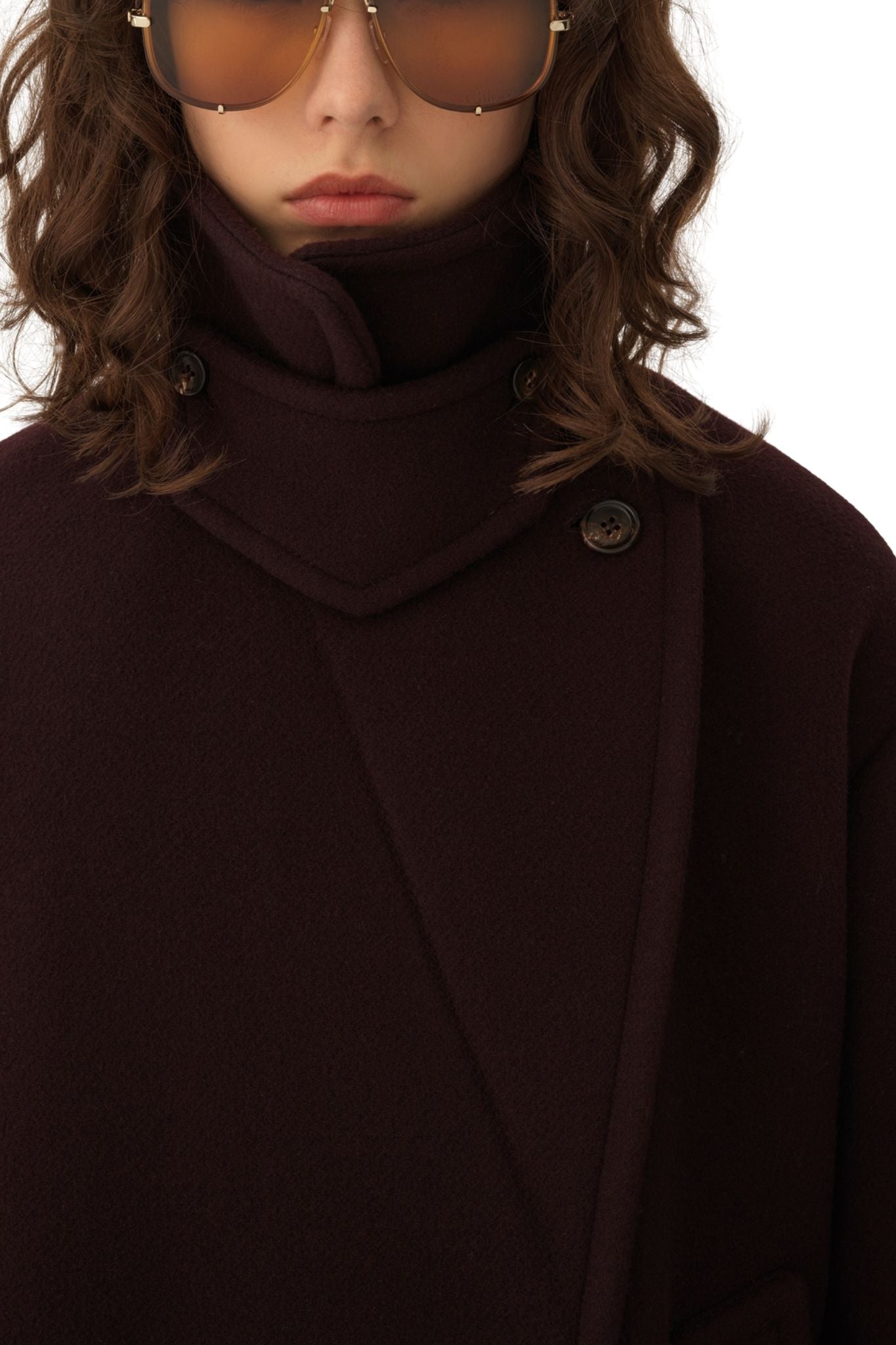 Chloe Oversized Short Coat in Wool - Vermillion