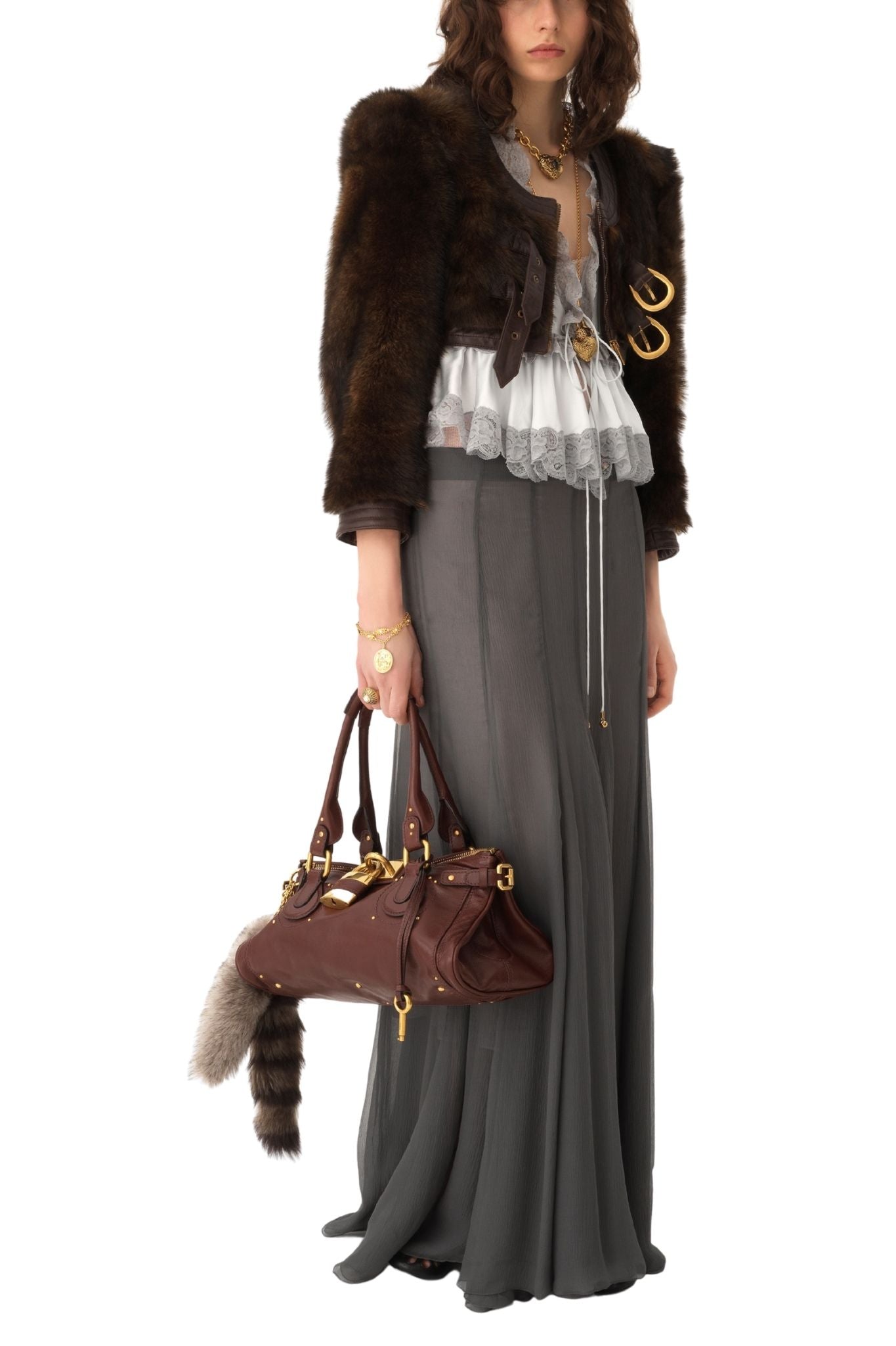 Chloe Paddington Bag in Grained Leather - Vermillion